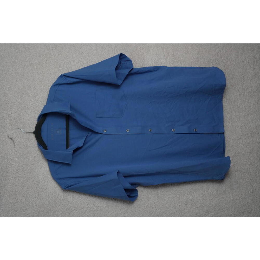 Perry Ellis Men's Slim Fit Stretch Short Sleeve Shirt XL Blue
